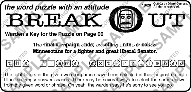 National Breakout,™ 10/28/02: Key