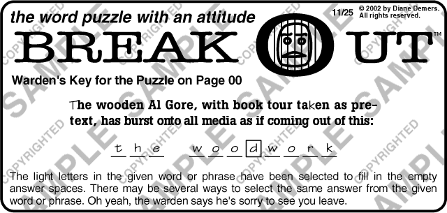 National Breakout,™ 11/25/02: Key