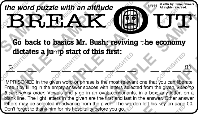 National Breakout,™ 11/11/02